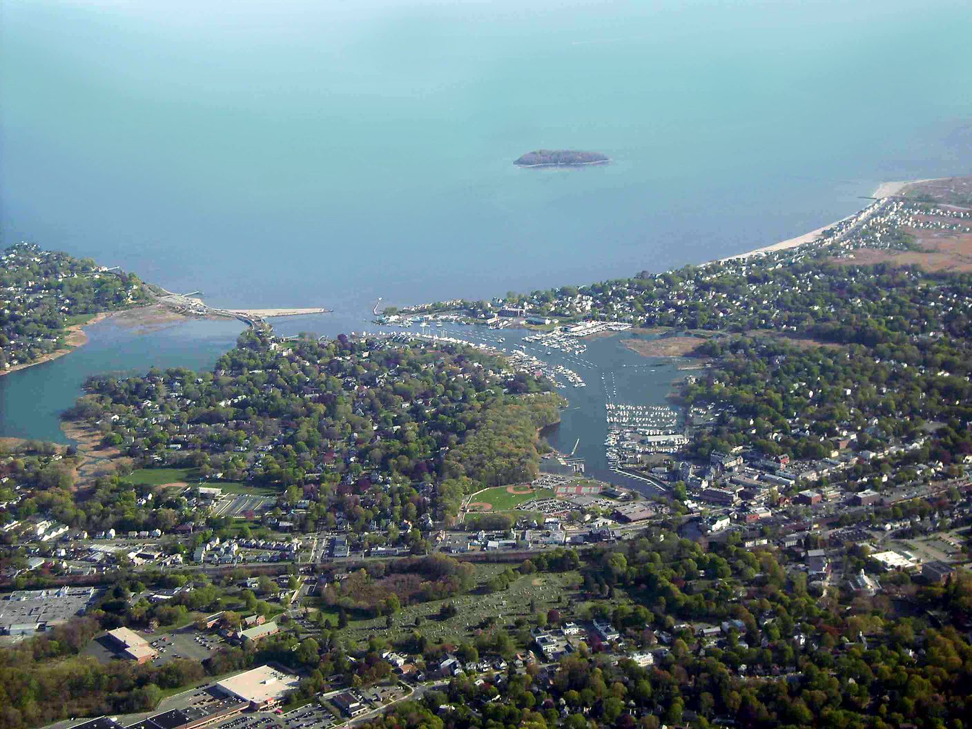 Milford, CT aerial — local landmark in Levco's Milford service area