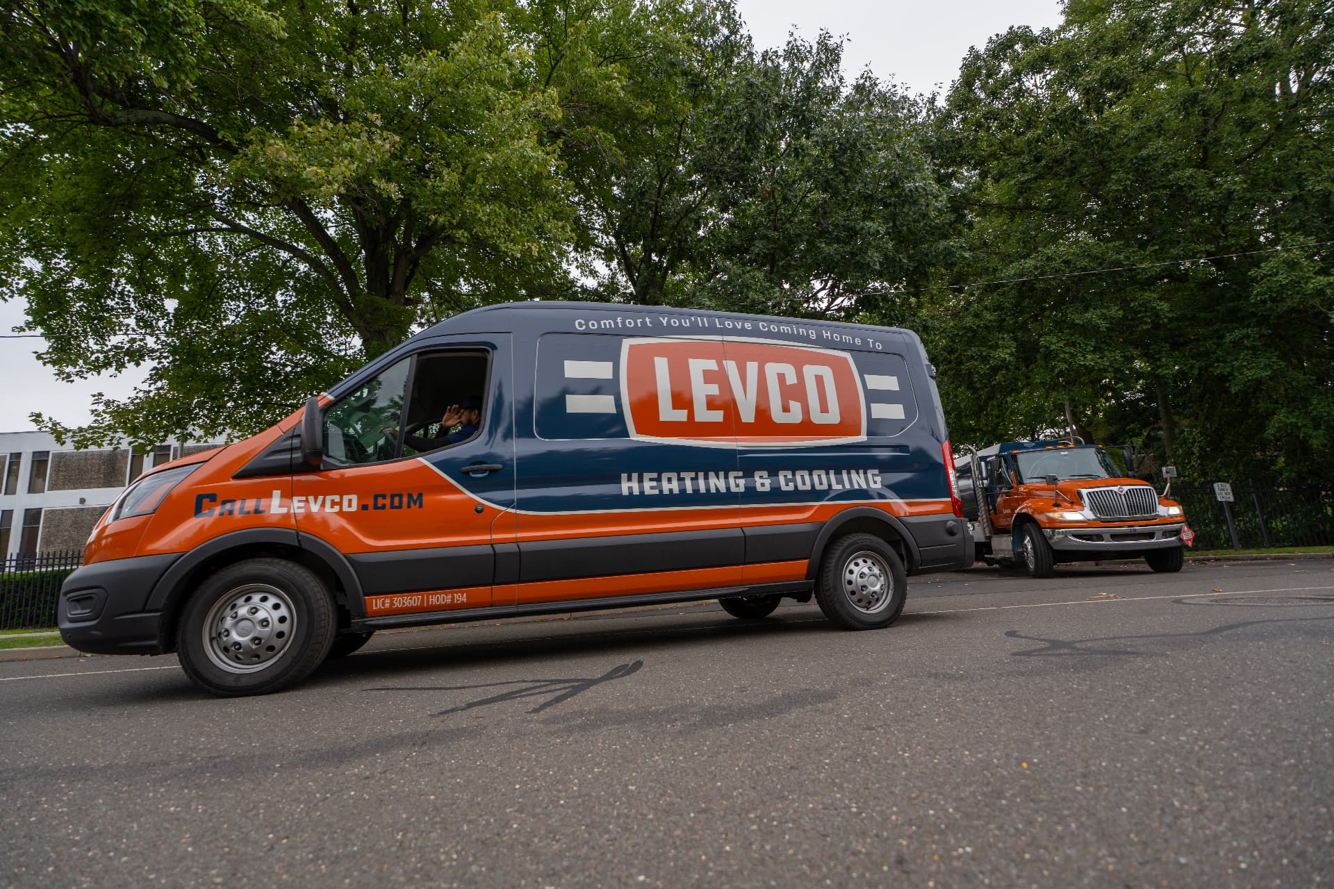 Levco service van and delivery truck serving a Connecticut neighborhood